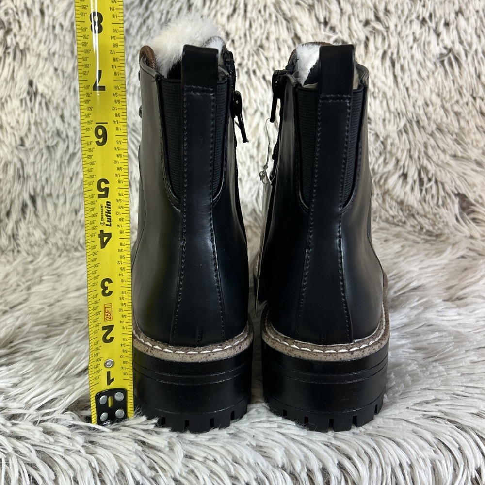 A New Day Black Ankle Boots with White Fur Detail *Runs 1/2 size big! - Picture 6 of 11